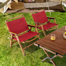 Load image into Gallery viewer, Outdoor Red Folding Camping Chairs - 2-Piece Set Beach Chairs with Portable Design - Suitable for Camping, Beach, and Travel
