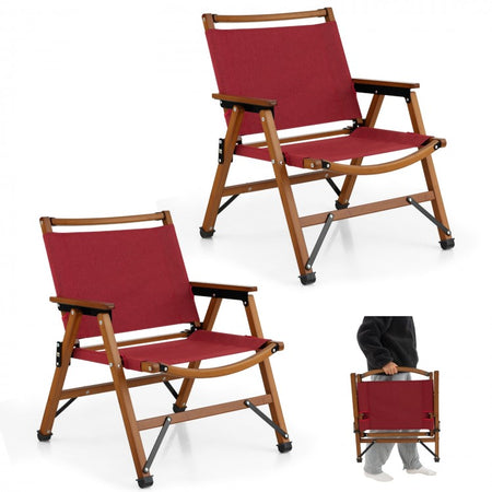 Outdoor Red Folding Camping Chairs - 2-Piece Set Beach Chairs with Portable Design - Suitable for Camping, Beach, and Travel
