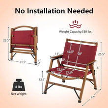 Load image into Gallery viewer, Outdoor Red Folding Camping Chairs - 2-Piece Set Beach Chairs with Portable Design - Suitable for Camping, Beach, and Travel
