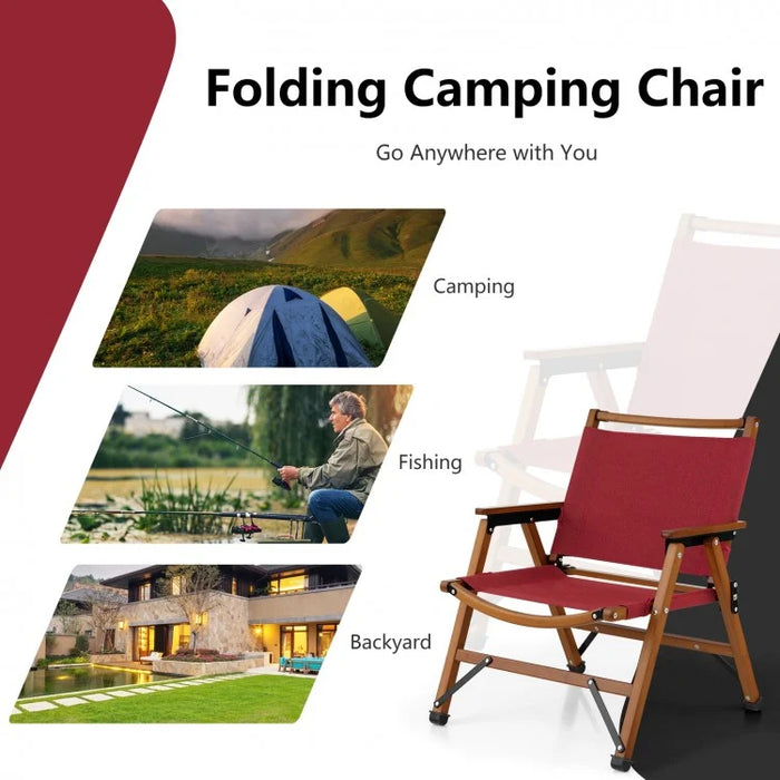 Outdoor Red Folding Camping Chairs - 2-Piece Set Beach Chairs with Portable Design - Suitable for Camping, Beach, and Travel