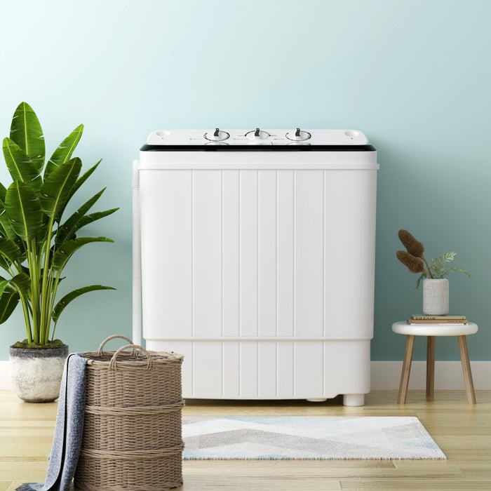 Costway 17.6 lbs Gray Portable Washing Machine with Dual Tub for Washing and Spin Drying