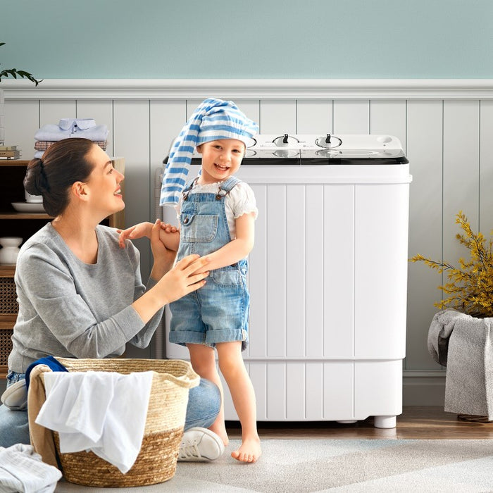 Costway 17.6 lbs Gray Portable Washing Machine with Dual Tub for Washing and Spin Drying