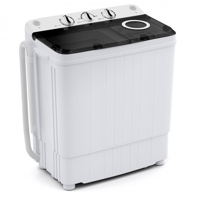 Costway 17.6 lbs Gray Portable Washing Machine with Dual Tub for Washing and Spin Drying