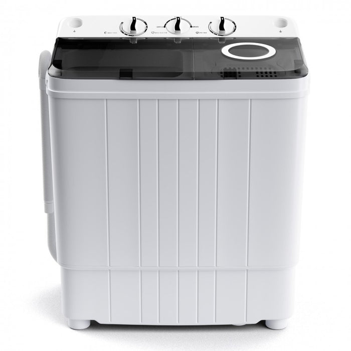 Costway 17.6 lbs Gray Portable Washing Machine with Dual Tub for Washing and Spin Drying