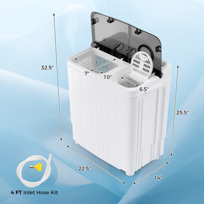 Costway 17.6 lbs Gray Portable Washing Machine with Dual Tub for Washing and Spin Drying