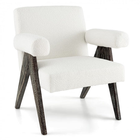 Armchair with Natural Rubber Wood Legs and Sponge Padded Seat