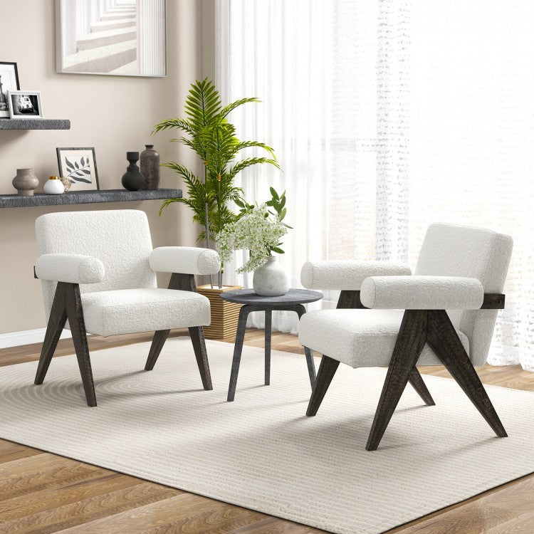 Armchair with Natural Rubber Wood Legs and Sponge Padded Seat