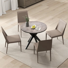 Load image into Gallery viewer, Costway Modern Black Round Dining Table for 4 with Marble Top and Cross Base - Suitable for Restaurant and Living Room Side Table
