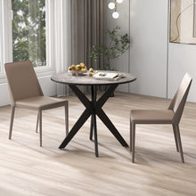Load image into Gallery viewer, Costway Modern Black Round Dining Table for 4 with Marble Top and Cross Base - Suitable for Restaurant and Living Room Side Table
