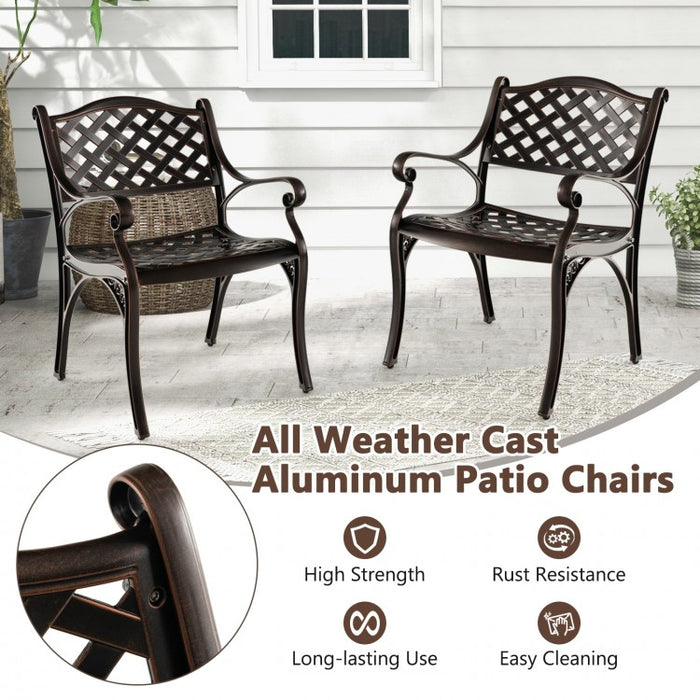 Outdoor Patio Garden Aluminum Metal Dining Chairs Set - 2-Piece with Curved Backrest