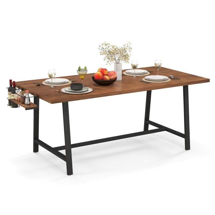 Industrial Style Rectangular Dining Table with 2 Wine Racks and Spice Rack - Suitable for Kitchen and Restaurant