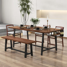 Charger l&#39;image dans la galerie, Industrial Style Rectangular Dining Table with 2 Wine Racks and Spice Rack - Suitable for Kitchen and Restaurant
