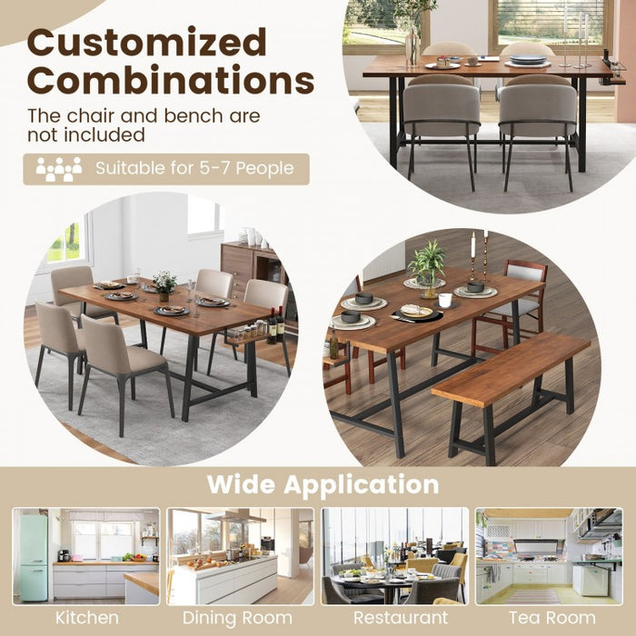 Industrial Style Rectangular Dining Table with 2 Wine Racks and Spice Rack - Suitable for Kitchen and Restaurant