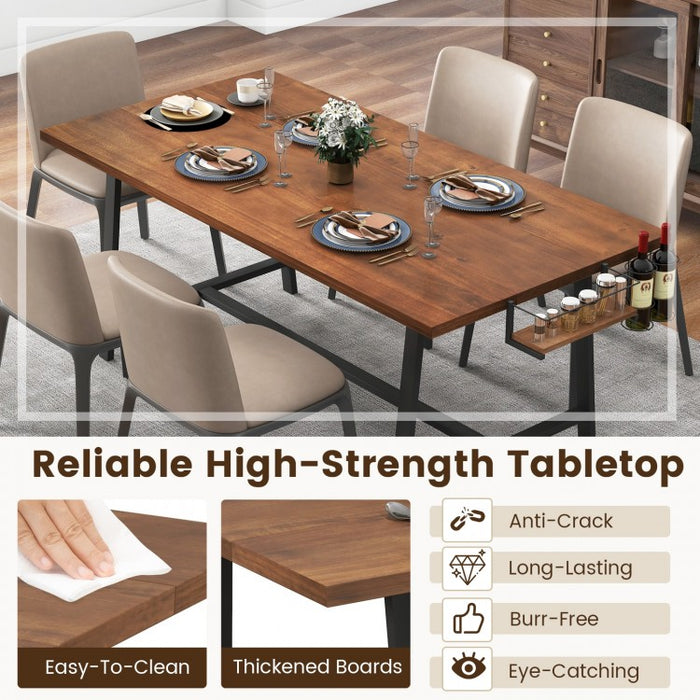 Industrial Style Rectangular Dining Table with 2 Wine Racks and Spice Rack - Suitable for Kitchen and Restaurant