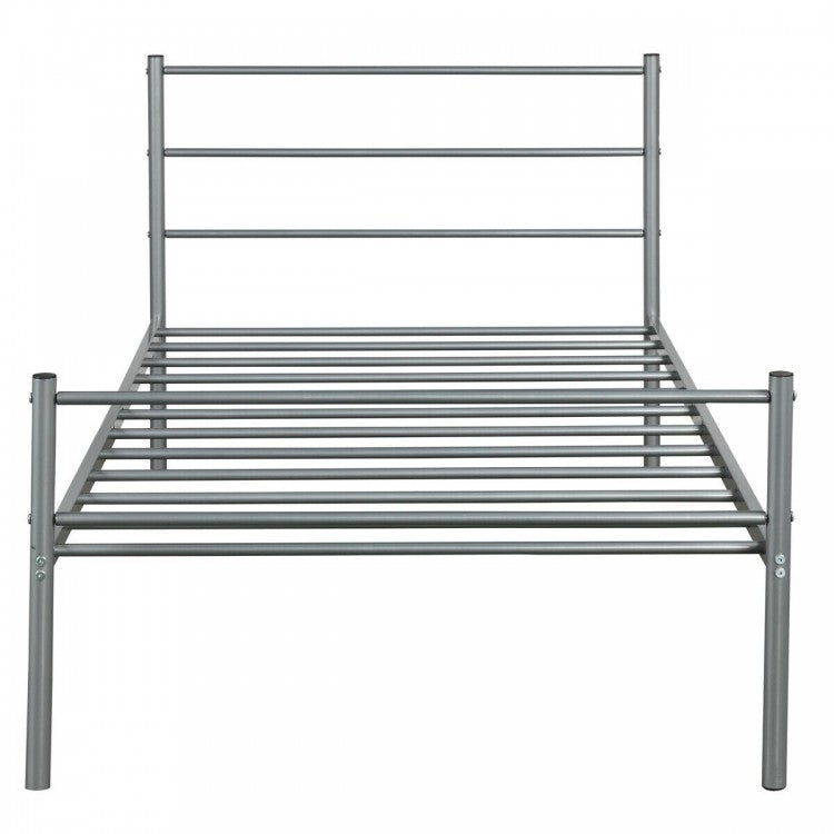 Silver Metal Bed Frame with Bottom Storage Space