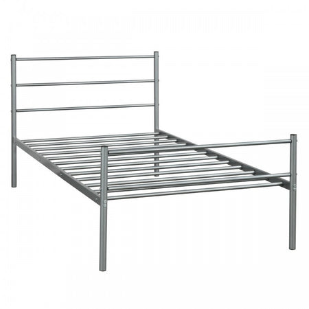 Silver Metal Bed Frame with Bottom Storage Space