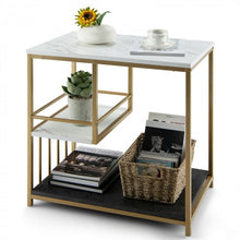 Load image into Gallery viewer, Costway Modern Minimalist Bed Side Tables with Marble Top - 3-Tier Storage Side Table Suitable for Bedroom and Living Room
