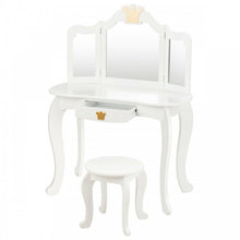 Load image into Gallery viewer, Bedroom Children&#39;s 3-Fold Mirror Vanity Dressing Table with Stool

