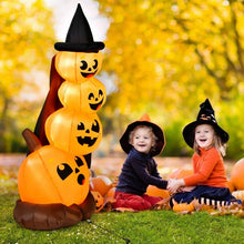 Charger l&#39;image dans la galerie, Costway Halloween Inflatable Pumpkin Set with Witch Hat and LED Lights - Suitable for Holiday Parties and Haunted Houses
