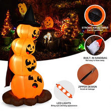 Charger l&#39;image dans la galerie, Costway Halloween Inflatable Pumpkin Set with Witch Hat and LED Lights - Suitable for Holiday Parties and Haunted Houses
