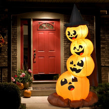 Charger l&#39;image dans la galerie, Costway Halloween Inflatable Pumpkin Set with Witch Hat and LED Lights - Suitable for Holiday Parties and Haunted Houses
