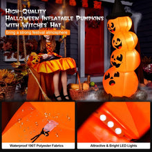 Charger l&#39;image dans la galerie, Costway Halloween Inflatable Pumpkin Set with Witch Hat and LED Lights - Suitable for Holiday Parties and Haunted Houses
