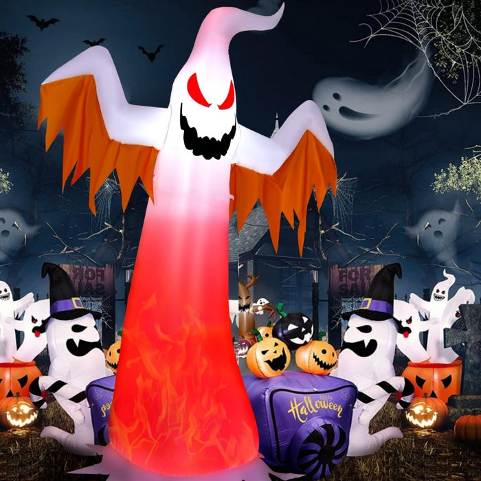 Costway 8-Foot Halloween Inflatable Ghost with LED Lights - Suitable for Halloween Decorations and Themed Parties