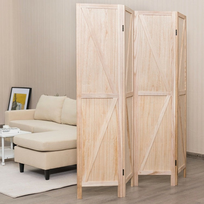 4-Panel Folding Wooden Room Divider for Bedroom and Living Room