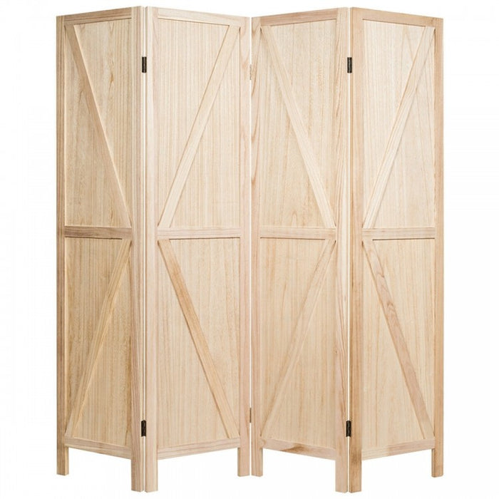 4-Panel Folding Wooden Room Divider for Bedroom and Living Room