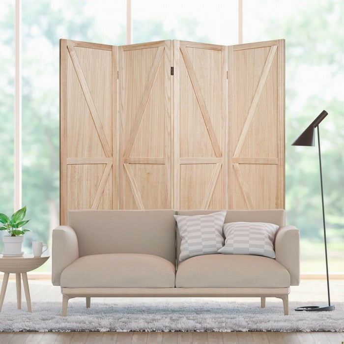 4-Panel Folding Wooden Room Divider for Bedroom and Living Room