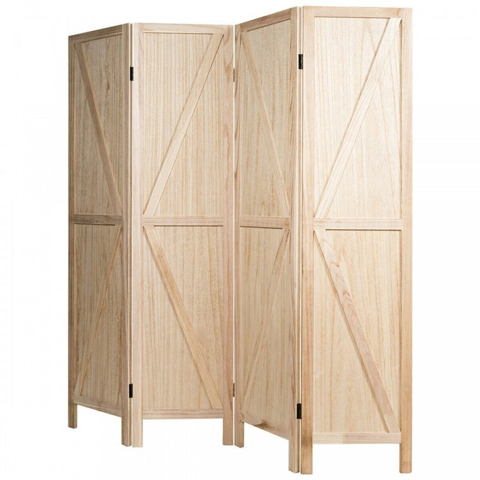 4-Panel Folding Wooden Room Divider for Bedroom and Living Room