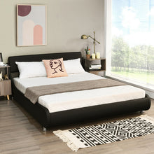 Charger l&#39;image dans la galerie, Costway Modern Full Size Bed Dimensions with Faux Leather Headboard - Suitable for Bedroom, Hotel, and Apartment
