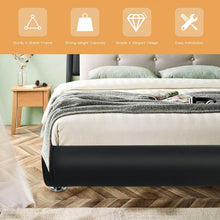 Charger l&#39;image dans la galerie, Costway Modern Full Size Bed Dimensions with Faux Leather Headboard - Suitable for Bedroom, Hotel, and Apartment
