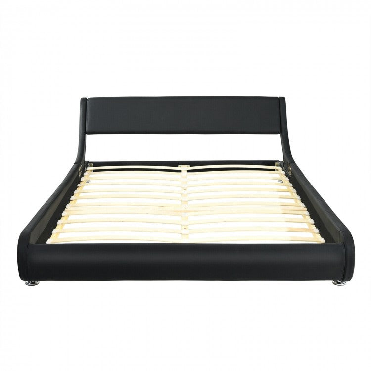 Costway Modern Full Size Bed Dimensions with Faux Leather Headboard - Suitable for Bedroom, Hotel, and Apartment