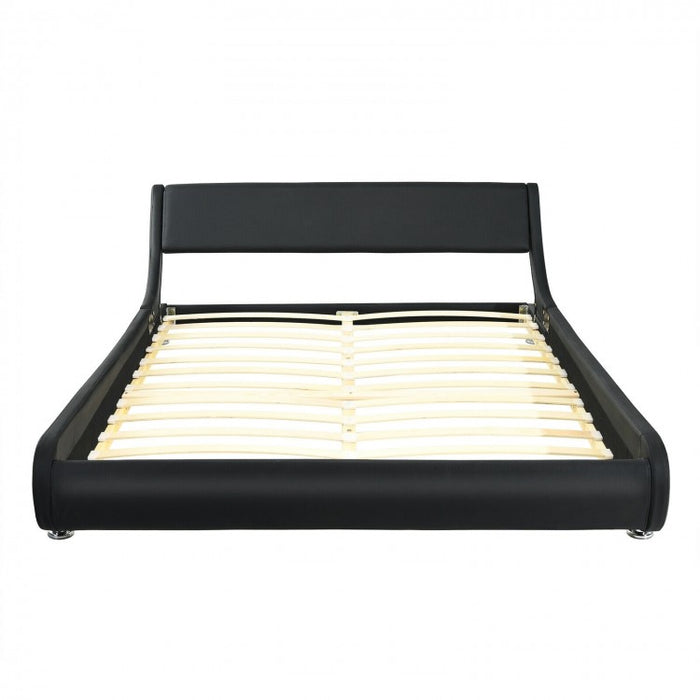 Costway Modern Full Size Bed Dimensions with Faux Leather Headboard - Suitable for Bedroom, Hotel, and Apartment