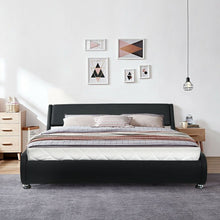 Charger l&#39;image dans la galerie, Costway Modern Full Size Bed Dimensions with Faux Leather Headboard - Suitable for Bedroom, Hotel, and Apartment

