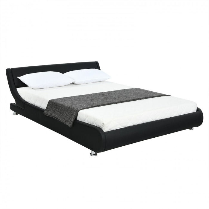 Costway Modern Full Size Bed Dimensions with Faux Leather Headboard - Suitable for Bedroom, Hotel, and Apartment