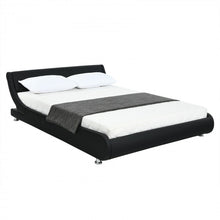 Charger l&#39;image dans la galerie, Costway Modern Full Size Bed Dimensions with Faux Leather Headboard - Suitable for Bedroom, Hotel, and Apartment
