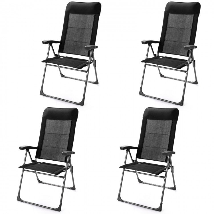 2-Pack Outdoor Portable Black Folding Lawn Chairs with Headrests