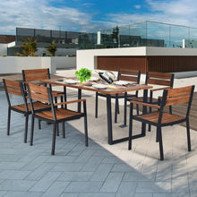 Charger l&#39;image dans la galerie, Outdoor Dining Table Set 7-Piece Set with Long Table and 6 Chairs - Suitable for Backyard and Garden
