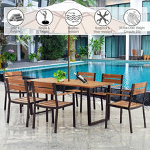 Charger l&#39;image dans la galerie, Outdoor Dining Table Set 7-Piece Set with Long Table and 6 Chairs - Suitable for Backyard and Garden
