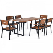 Charger l&#39;image dans la galerie, Outdoor Dining Table Set 7-Piece Set with Long Table and 6 Chairs - Suitable for Backyard and Garden

