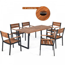 Charger l&#39;image dans la galerie, Outdoor Dining Table Set 7-Piece Set with Long Table and 6 Chairs - Suitable for Backyard and Garden
