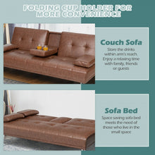 Load image into Gallery viewer, Living Room Convertible 2-Seater Sofa Bed with Hidden Cup Holders
