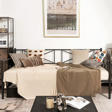 Load image into Gallery viewer, Modern Minimalist Black Metal Double Sofa Bed Frame with Carved Pattern
