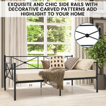 Load image into Gallery viewer, Modern Minimalist Black Metal Double Sofa Bed Frame with Carved Pattern

