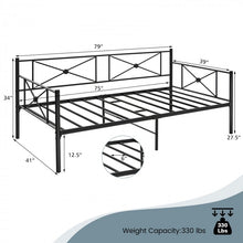 Load image into Gallery viewer, Modern Minimalist Black Metal Double Sofa Bed Frame with Carved Pattern
