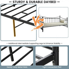 Load image into Gallery viewer, Modern Minimalist Black Metal Double Sofa Bed Frame with Carved Pattern
