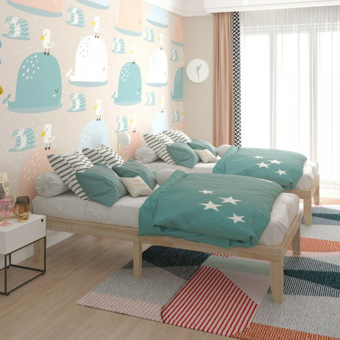 Bedroom Double Solid Wood Bed Frame with Storage Underneath