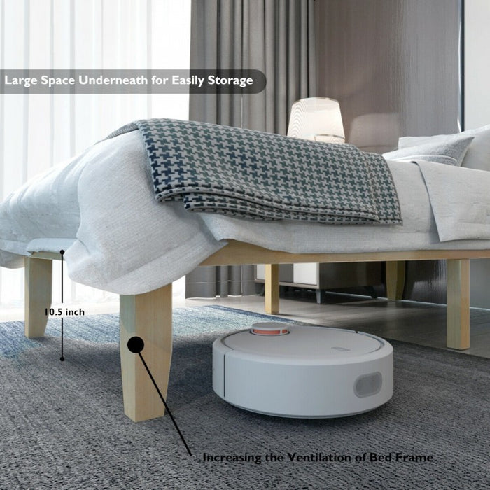 Wooden Platform Bed Frame with Storage Underneath for Two